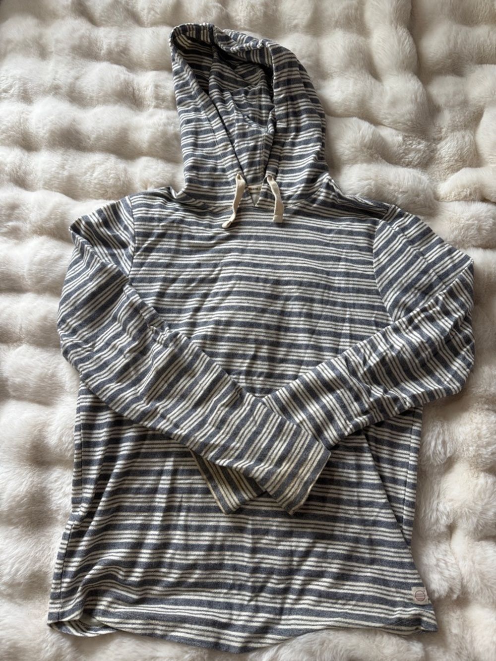 Marine Layer Striped Hooded Long-Sleeve Shirt - Gray & Cream